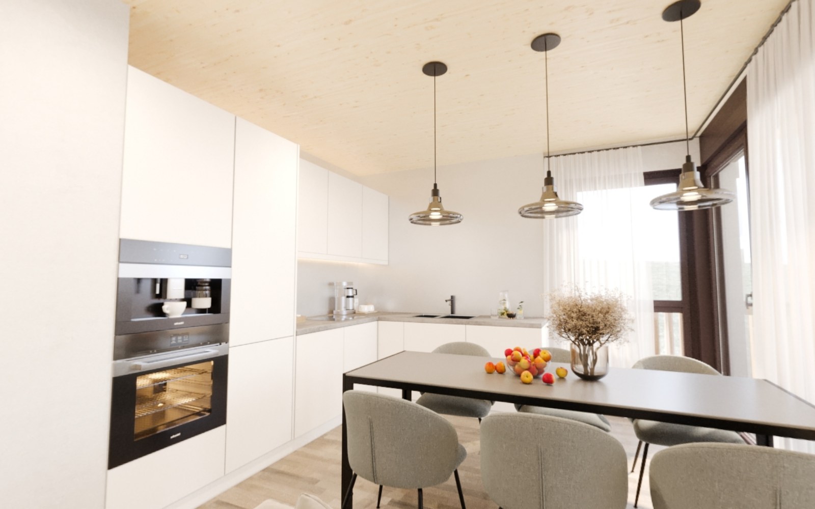 Kitchen and dining area seen in the 360° tour